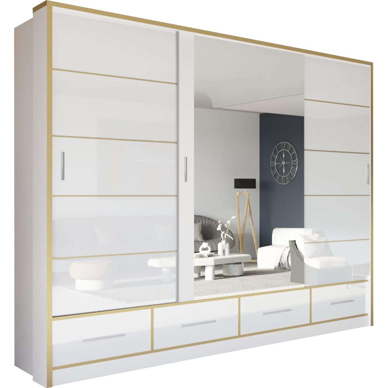 Bayardo 3 Door Manufactured Wood Wardrobe, White