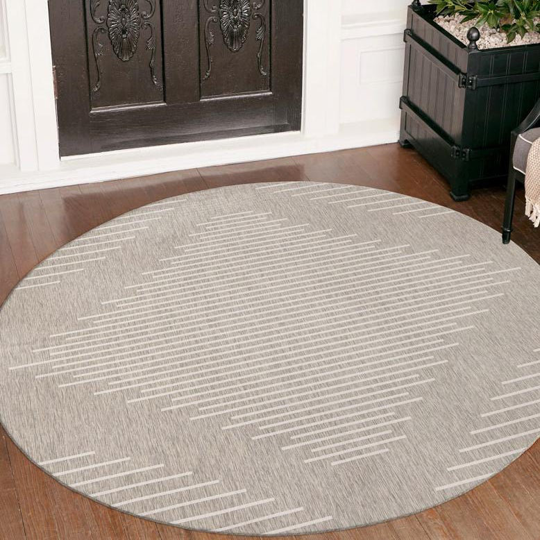 Tapis intérieur / extérieur gris Ava-Mary, Rond 13 pi