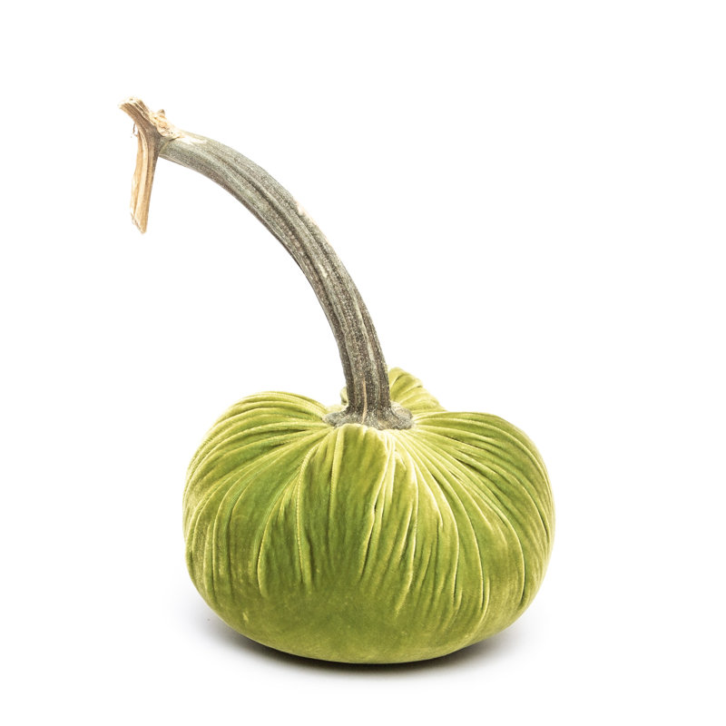Chartreuse Silk Velvet Pumpkin, 13'' H X 12'' W X 12'' D