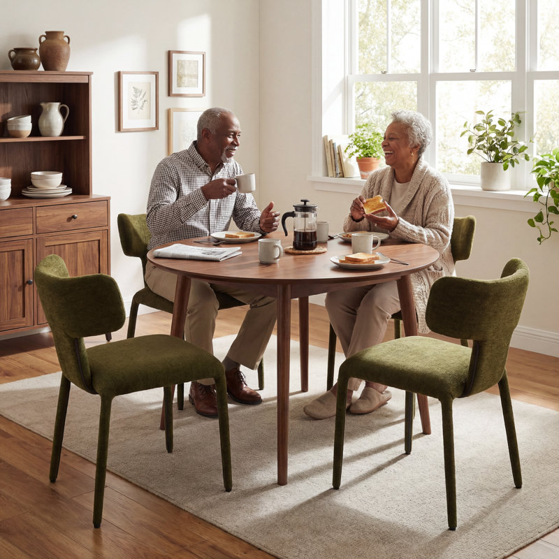 Green Fabric Dining Chair, Modern Upholstered Side Chair With Metal Legs And High Back For Kitchen And Dining Room, Green