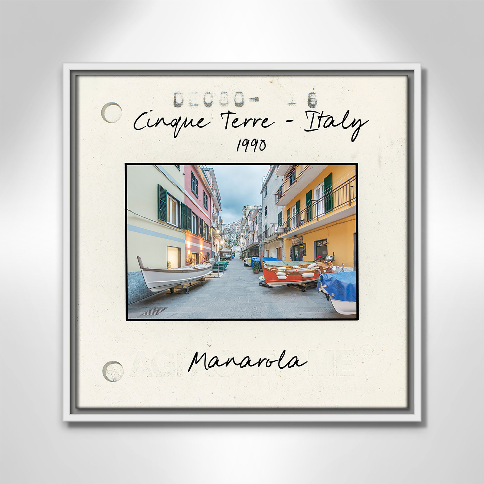 Ritona "Cinque Terre - Manarola" Print, White Floater Framed Canvas, 17.5" H x 17.5" W x 2" D