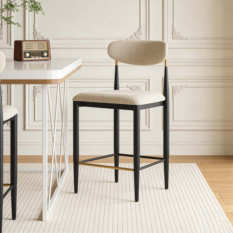 TABOURET DE COMPTOIR ARMLESS, Beige + noir