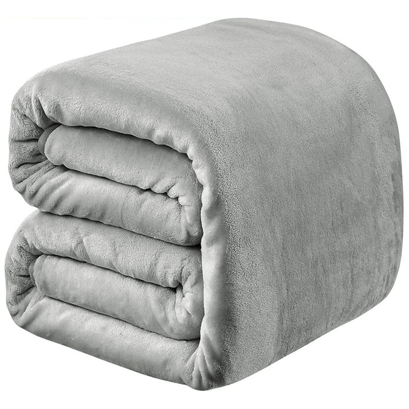 Soft & Cozy Faux Fur Reversible Fleece Throw Blanket , Super King, Silver