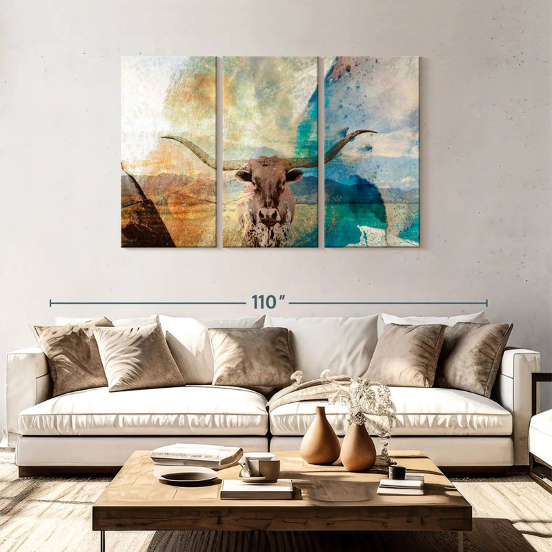 Brampt Abstract Longhorn, 48" H x 74" W