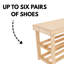 Wooden 6 Pair Shoe Rack, Pre-Sanded Timber