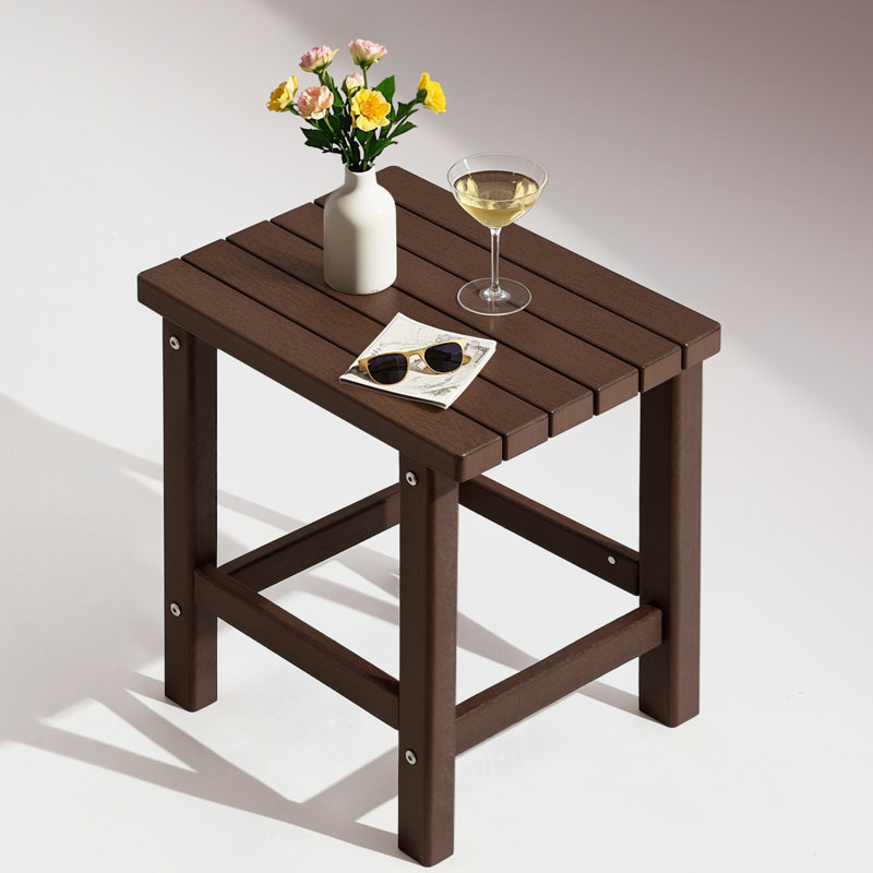 Table d'appoint 17 po rectangulaire PEHD, Brun
