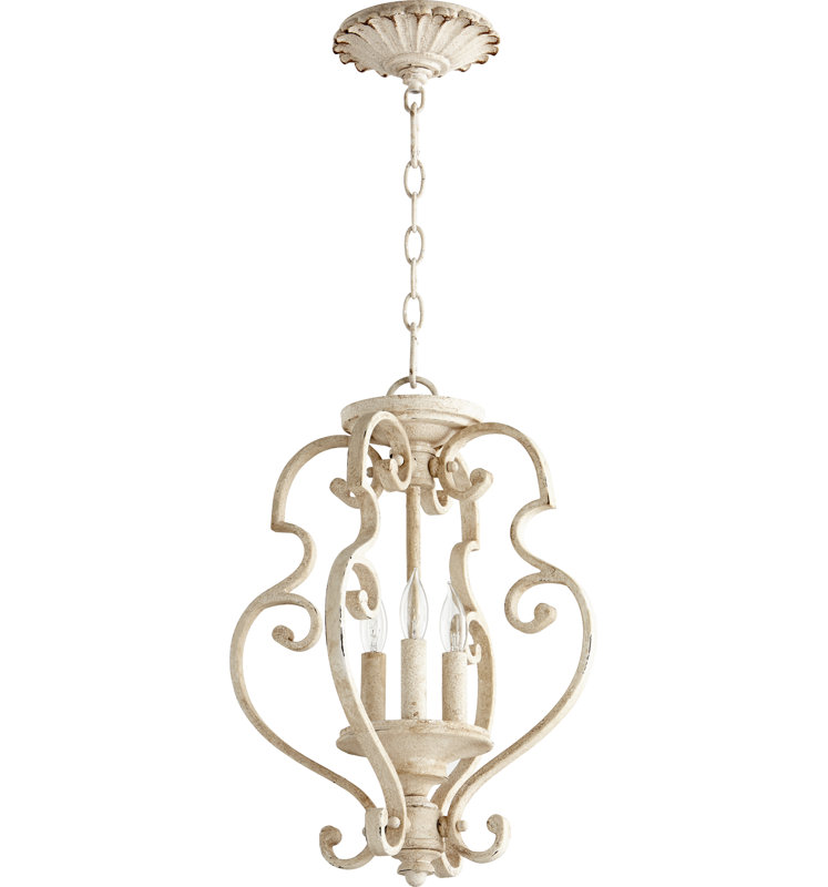 Luminaire suspendu géométrique à 3 lumières Salome, Blanc perse