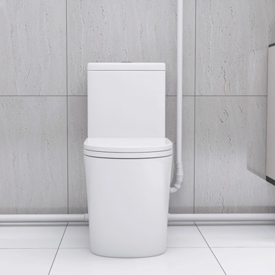 CCJKLO 1.6 GPF Elongated 17.25 Comfort Height Chair Height Floor Mounted Flushometer Toilet with Seat Included