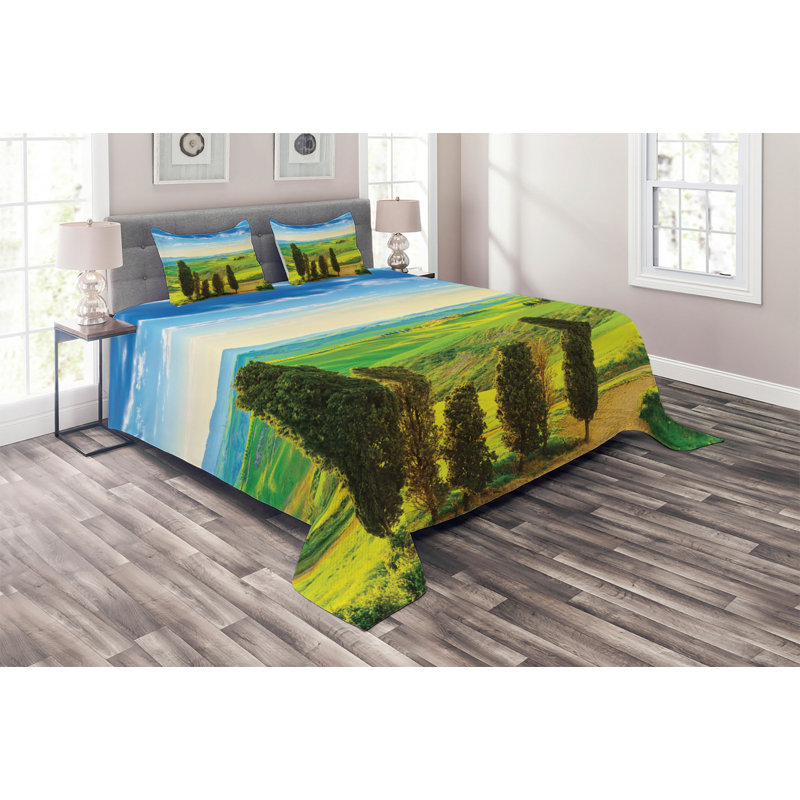 Rustic Polyester Coverlet, Queen Bedspread + 2 Shams
