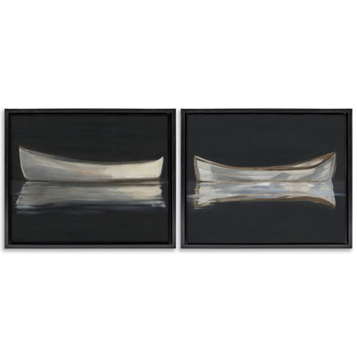 Still Canoe Reflections 2pc Floating Frame Set, design by Ethan Harper