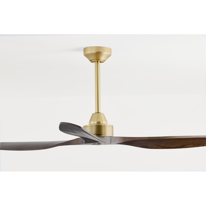 Hexanova Smart Ceiling Fan, 52", Brushed Brass with Walnut Blades