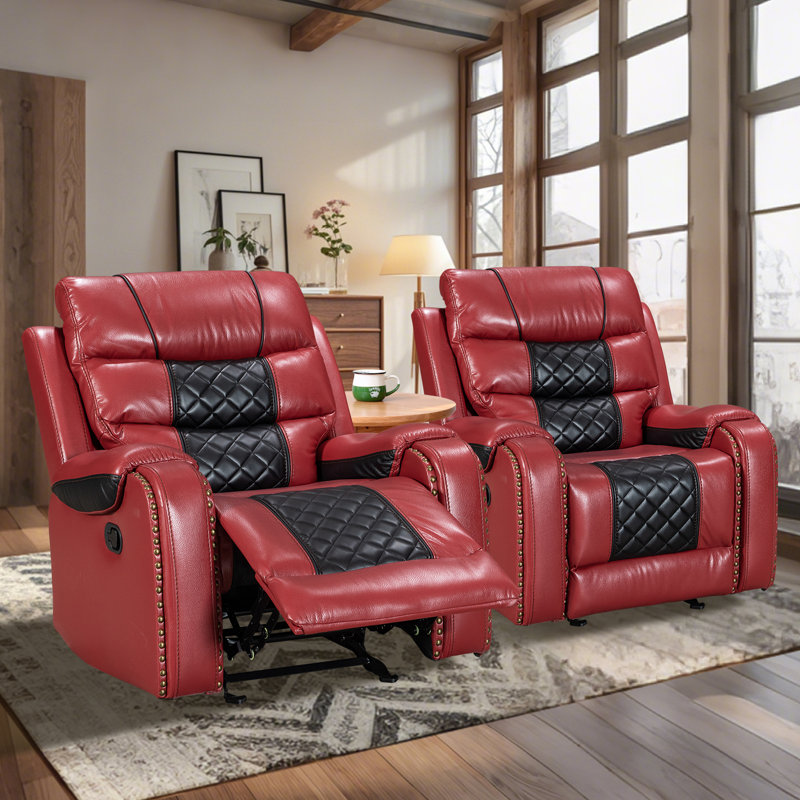 Fauteuil inclinable à bascule en cuir Ambridge Air, Rouge / Noir