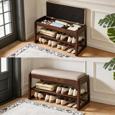 Green Storage Bench, Hidden Storage, 31.5" x 11.8" x 16.9", Faux Leather, Upholstered