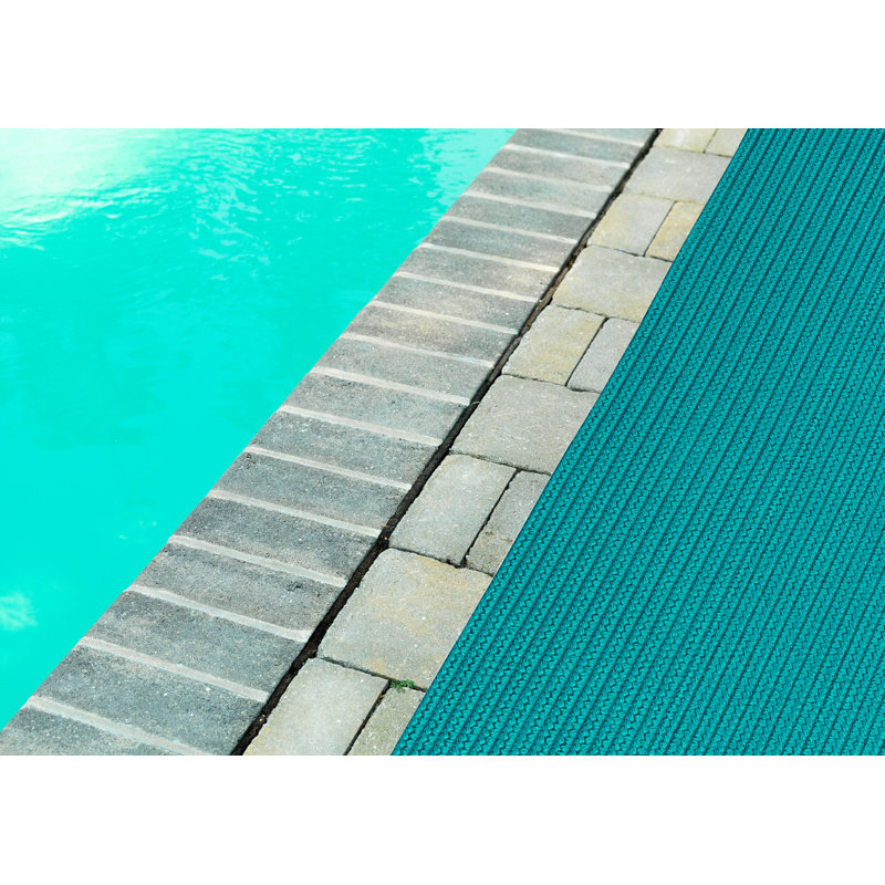 Tapis turquoise tressé AUCIello Port Royale, Ovale 2 pi x 4 pi