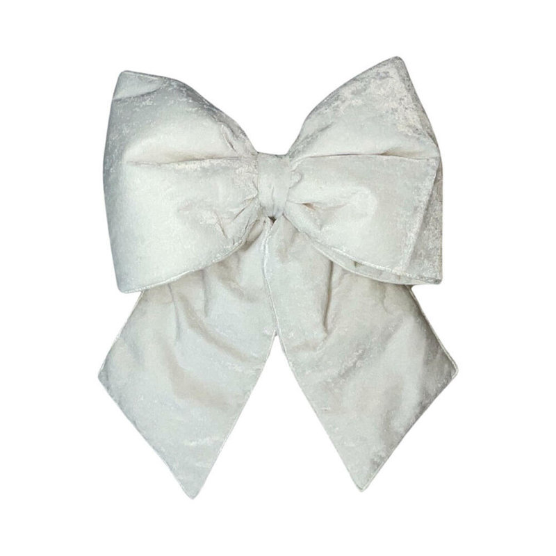 Vickerman Plush Velvet Christmas Bow, 18" H x 6" W x 23" D, Plush White