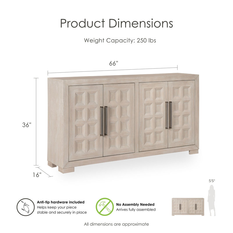 Schell 66”W 2-Door Dining Server, Beige