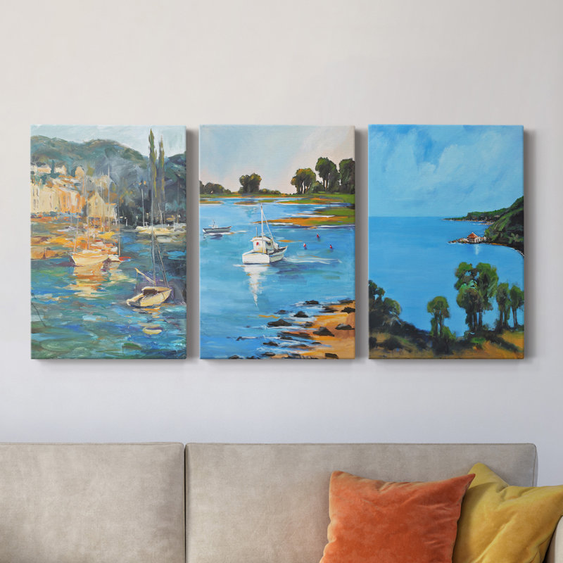 Tiges tropicales II - ensemble de 3 peintures sur toile tendue, H 27 po x l 48 po x P 1 po