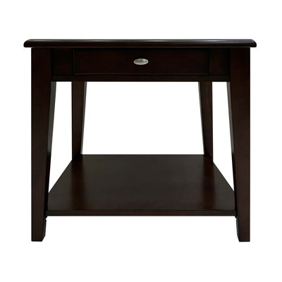 Wooden End Table With Drawer And Shelf