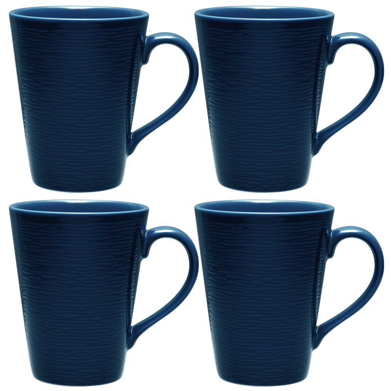 Navy Ceramic Textured Accent Mug Set, 12 Oz