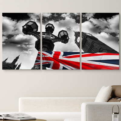 Vibrant United Kingdom Flag & Big Ben in London Cityscape Cultural Photography Modern Art Ultra