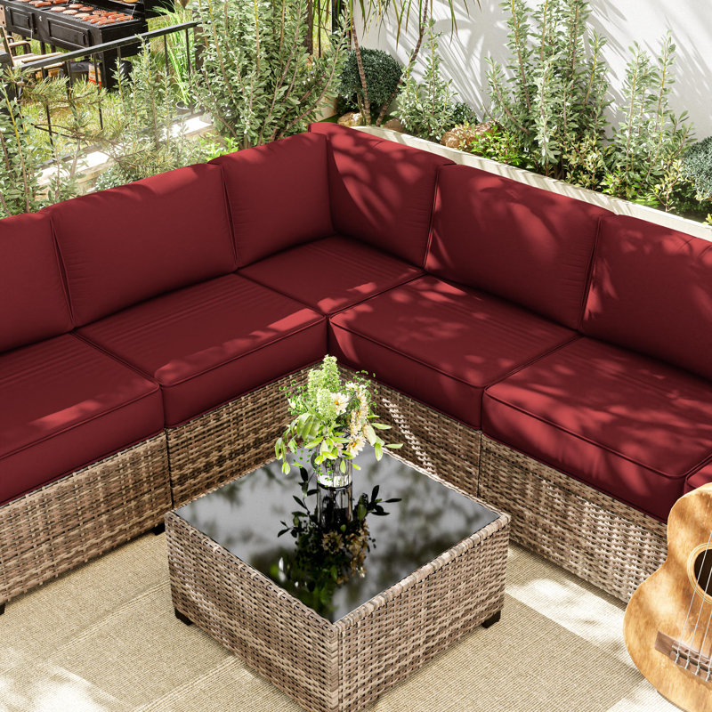 14-Piece Outdoor Seating Group Cushion Cover, Only Covers, Burgundy