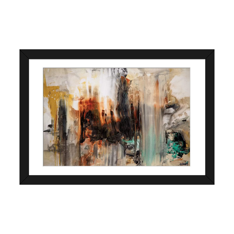 «Swiger Abstract», reproduction sur toile, H 24 po x l 32 po x P 1 po, Papier d'art encadré noir, Blanc