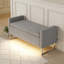 Repose-pieds de 47 po avec rangement, banc de hall d'entrée rembourré pour chambre à coucher et salon, banc de bout de lit avec base en métal, gris. Style moderne