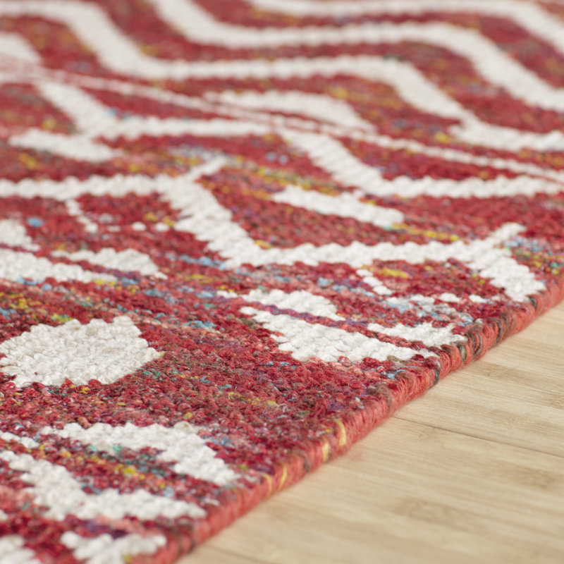 Aube Hand Knotted Viscose Geometric Indoor Rug, Rectangle 5'6" x 8'6"