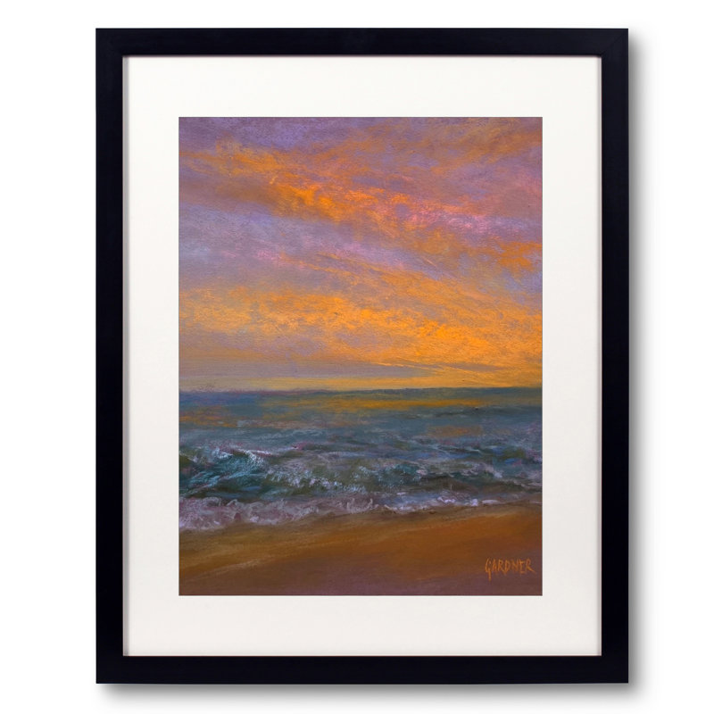 Tangerine Sky par Dina Gardner, H 31,25 po x l 25,25 po x P 0,88 po, Papier avec cadre noir, Blanc