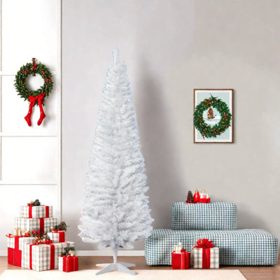 Arbres de Noël modernes et minces, conception en plastique blanc pour petits espaces