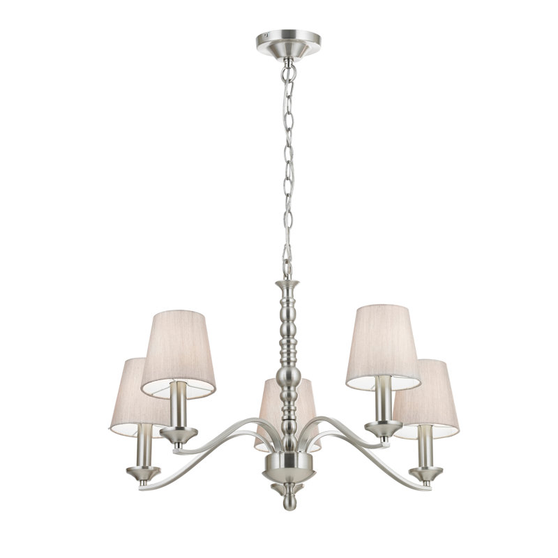 Bartlett 5 - Light Shaded Chandelier, Satin Nickel