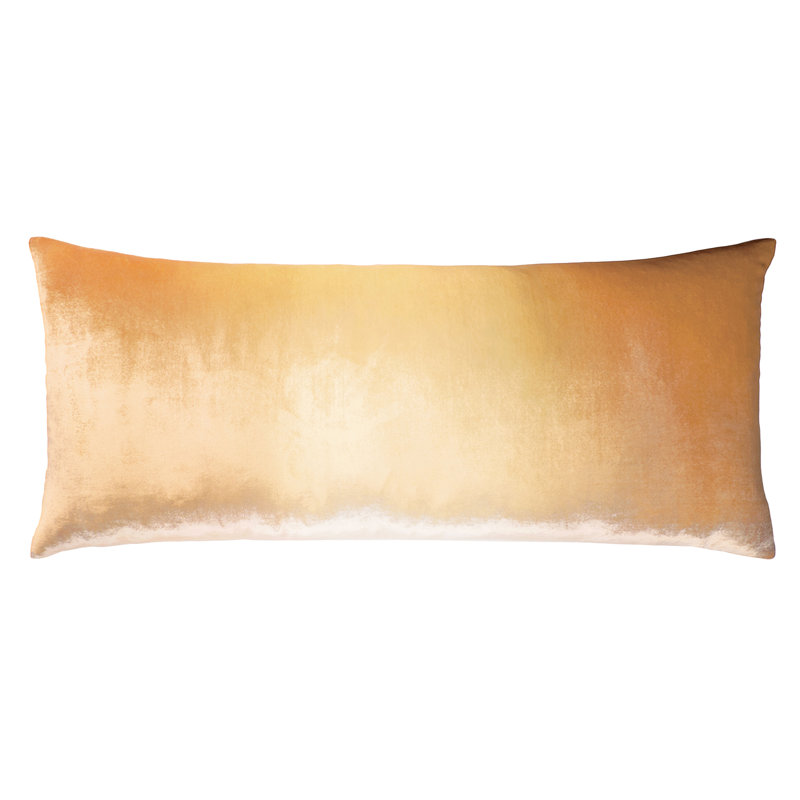 Large Rectangle Velvet Pillow Cover & Insert, Gold Beige, Rectangle 16"H x 36"W 