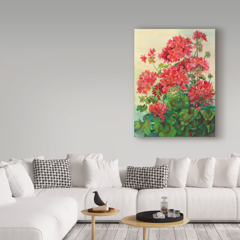 «Geraniums» Deetra, reproduction d'art sur toile tendue, H 24 po x l 18 po x P 2 po