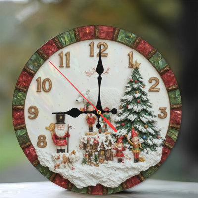 Christmas-Clock-Polar-Bear-Elves-Tree