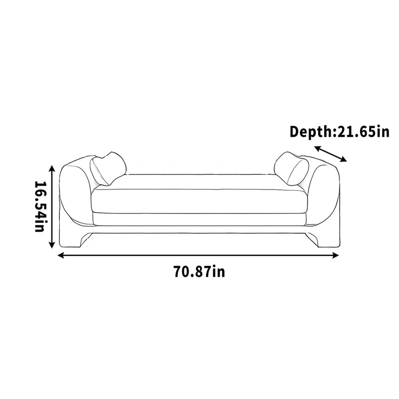 Canapé rembourré doux, H 16,54 po x l 70,87 po x P 21,65 po