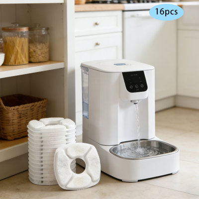 Lot de 16 filtres pour fontaine à eau pour animaux avec 16 éponges, remplacement triple couche pour distributeurs 2 L/2,8 L/4 L