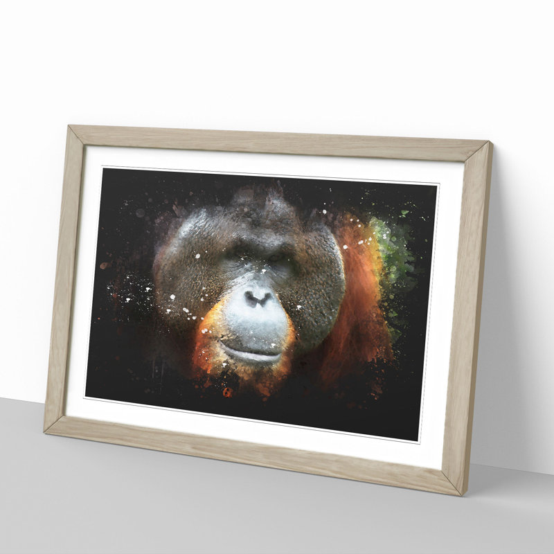 Orangutan Monkey Vol.1 - Picture Frame Painting, 27cm H x 36cm W x 2cm D, Oak Framed