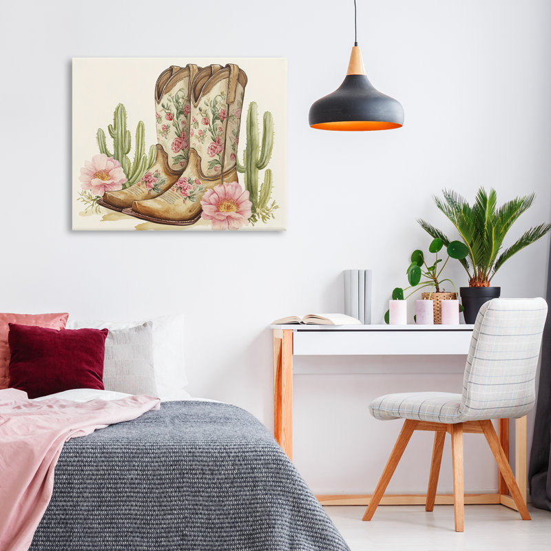 Bottes florales et toile de cactus, design par Heidi Kuntz, H 16 po x l 20 po