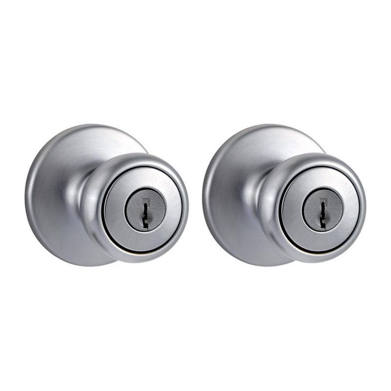 Kwikset Tylo Entry Knobs, Satin Chrome