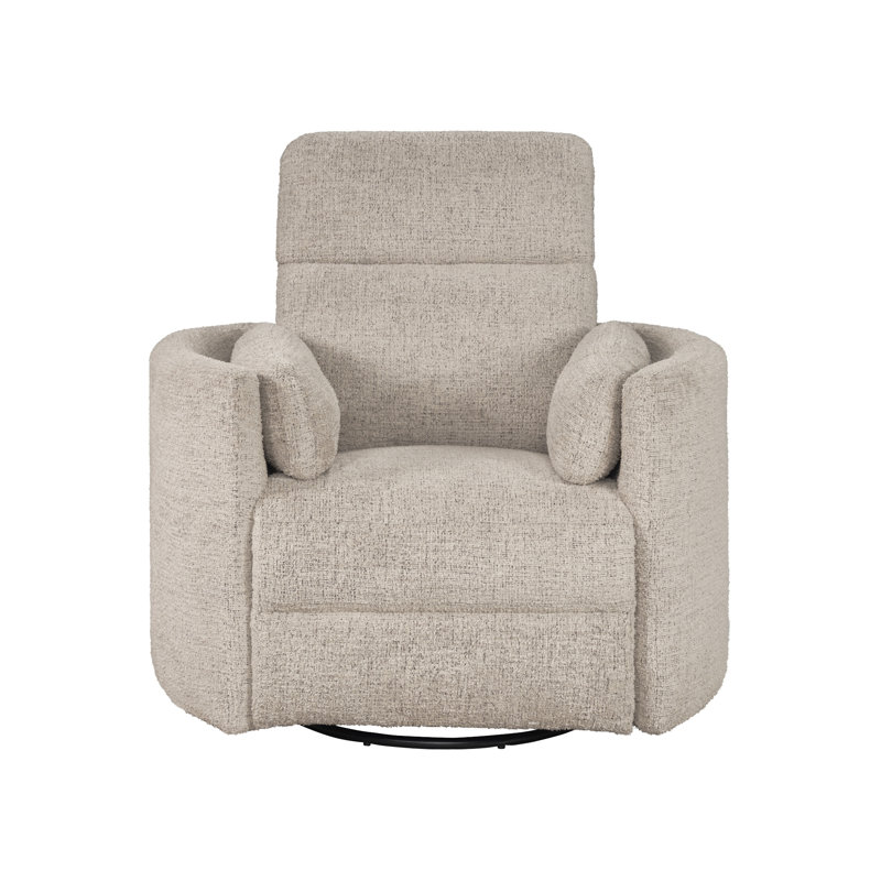 Bre 40" Upholstered Manual Swivel Glider Recliner with Round Arms, Brown