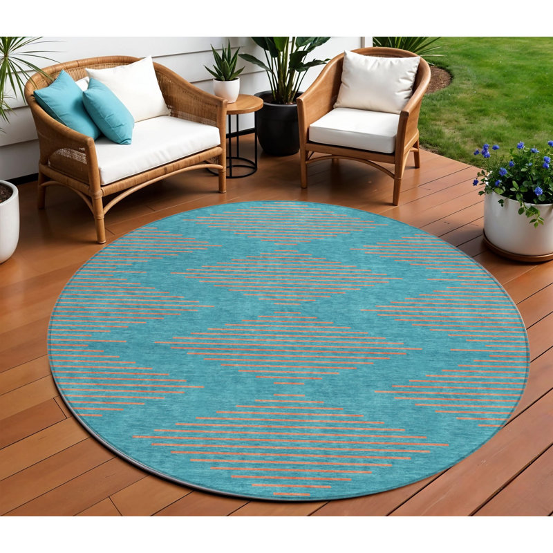 Tapis rond bleu 8 po