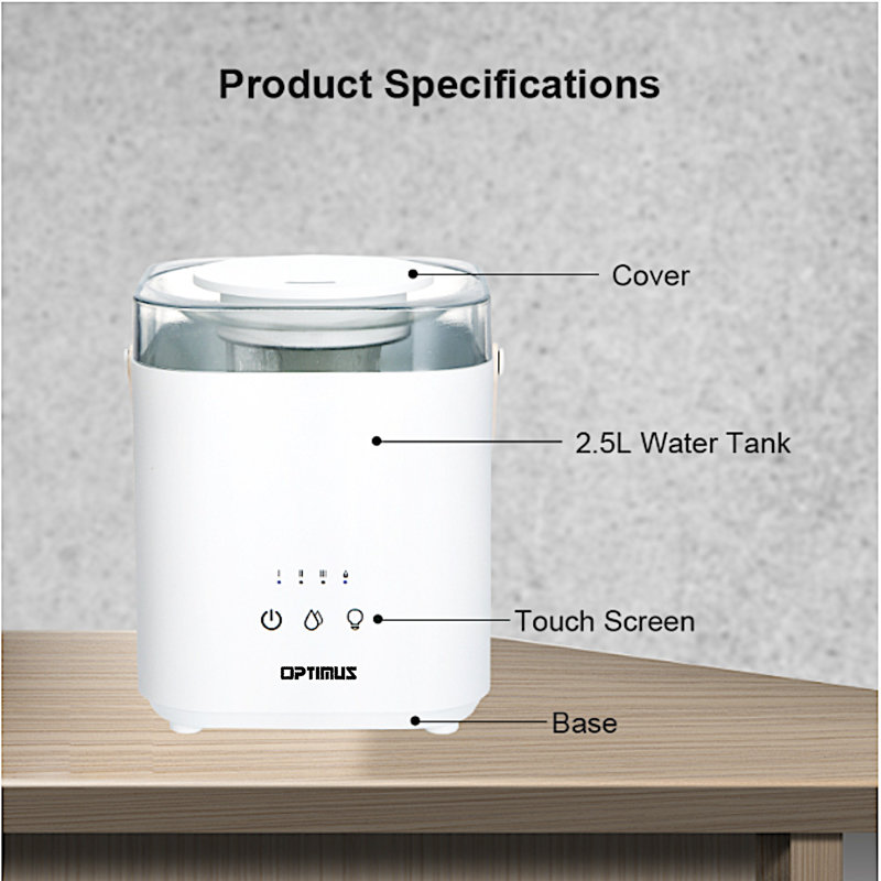 Humidificateur ultrasonique remplissant 1,8 gallons, contrôle tactile