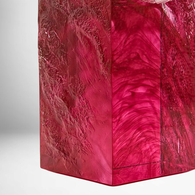 LIULI Crystal, Dragon Sculpture, Ocean wave | Signet of Courage (Gold Red)