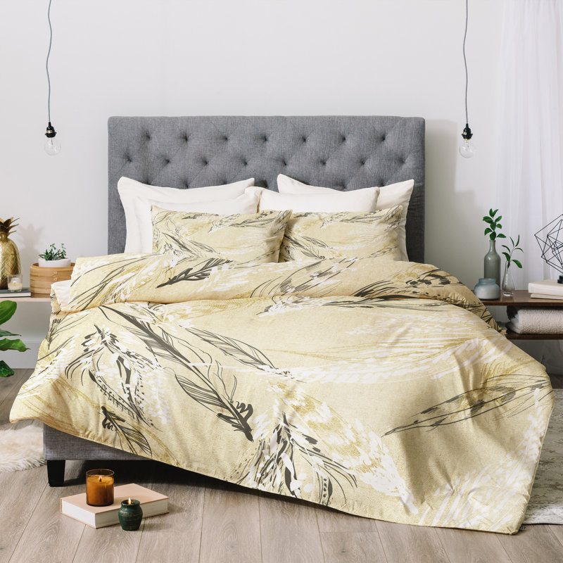Ensemble de plumes d’état de motif, Édredon pour lit simple + 1 taie décorative stan