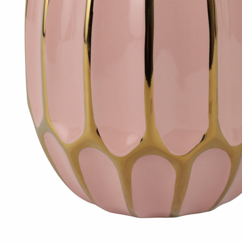 Vase de table en céramique Addington, Rayé rose, H 8 po x l 6 po x P 6 po