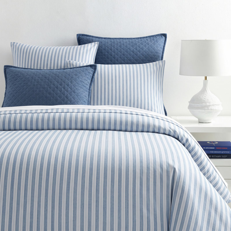Simons French Blue Stripe Duvet Sham, Standard Sham