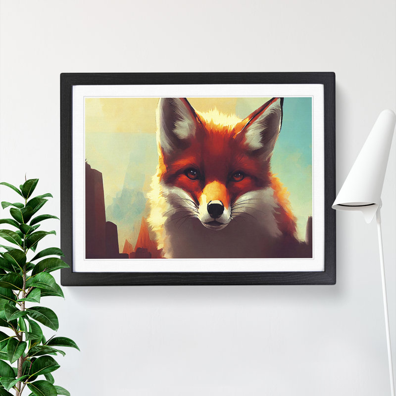 XH1022-9433X Unimaginable Fox - Single Picture Frame Print, Black, 46cm H x 64cm W x 2cm D
