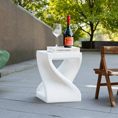 Outdoor Marble Modern Twisted-Base Terrazzo-Speckled All-Weather MGO  Table