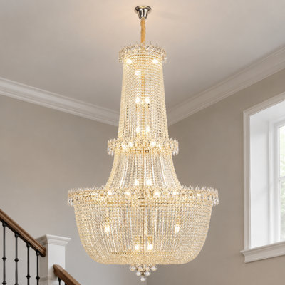 35-Light Dimmable Tiered  Crystal Empire Chandelier