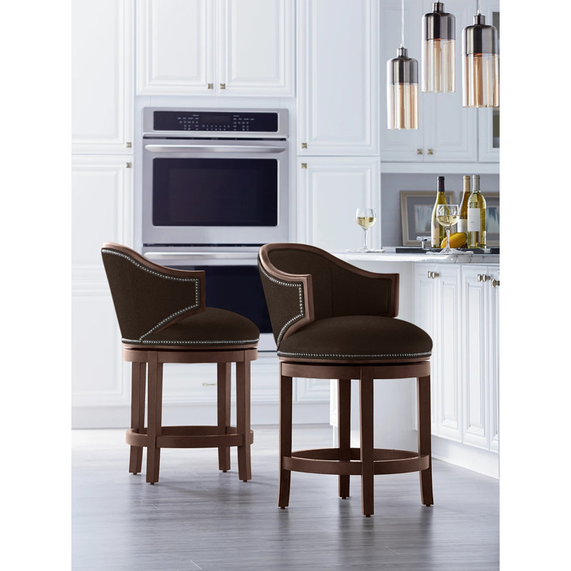Gimlet Upholstered Stool with Solid Wood Frame, Smoke (9508 63), Tobacco, Counter Stool (26" Seat Height)